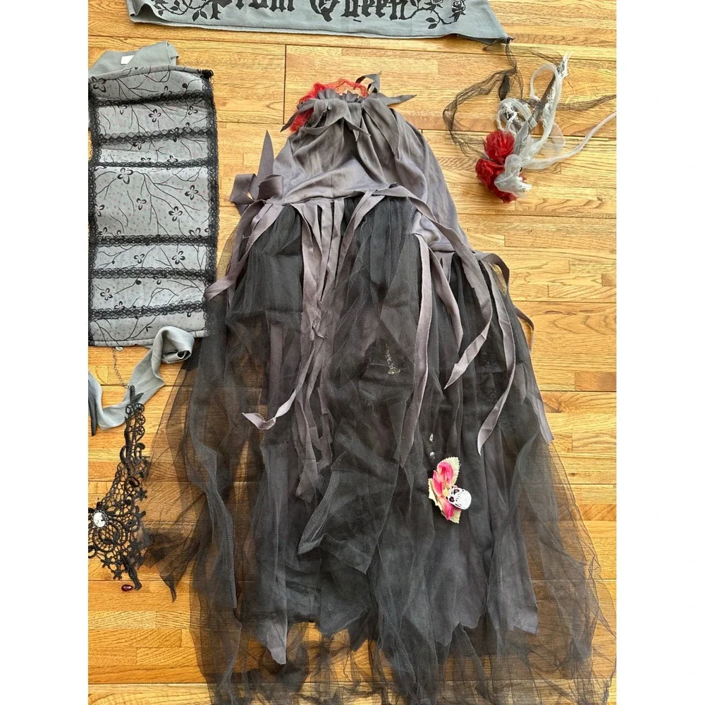 Deluxe Gothic Prom Queen Costume Child Sz Small Halloween Dress Sash Accessories